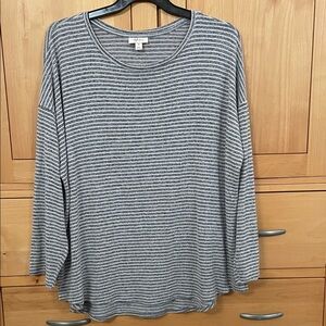 Style & Co. Black and gray Striped Long Sleeve Top